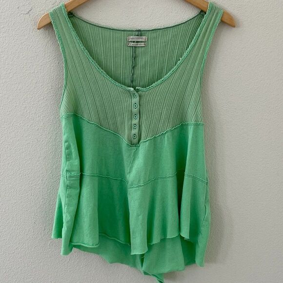 Urban Outfitters Cadie Henley Tank Top Green - Picture 2 of 15